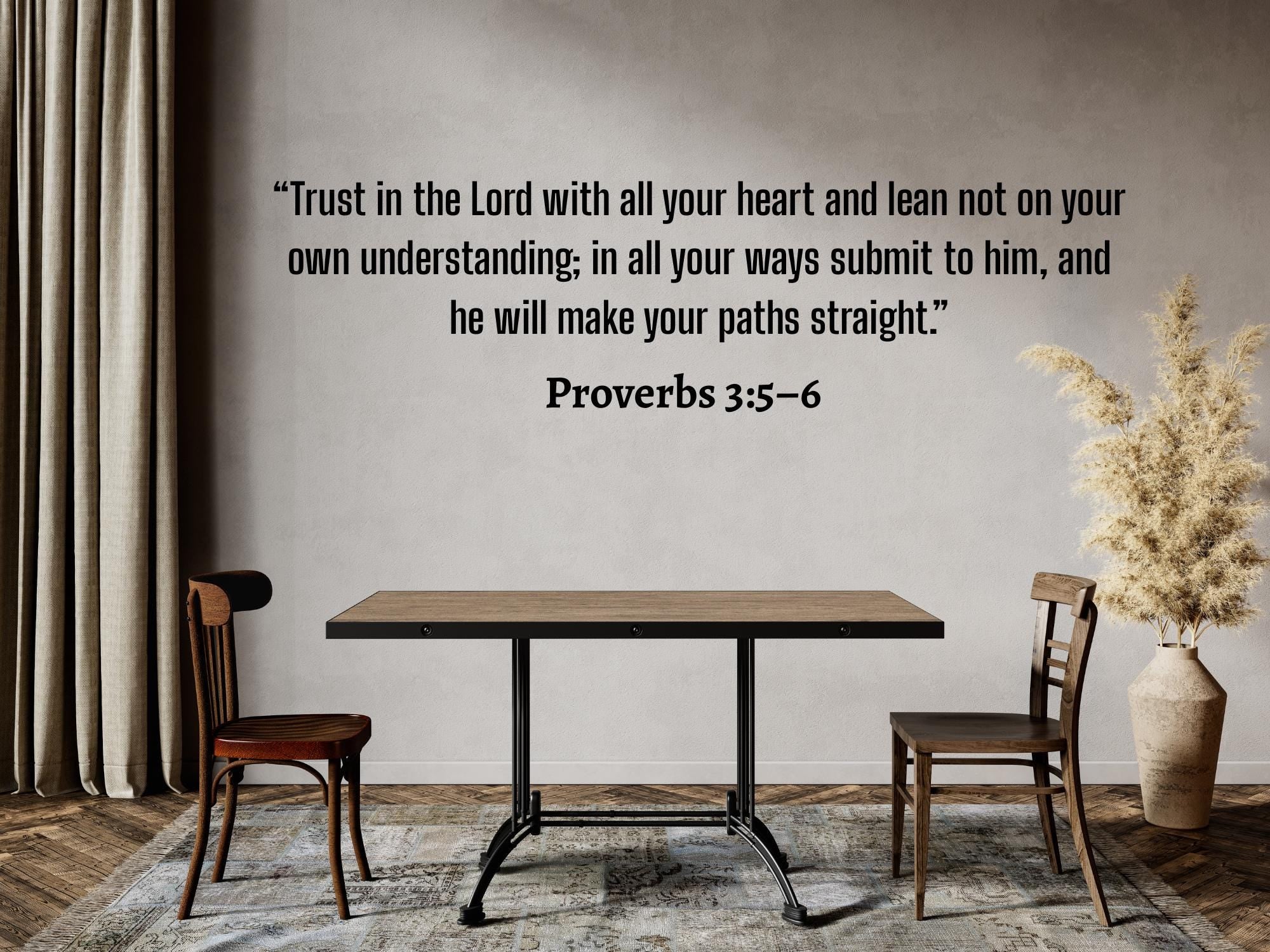 Proverbs 3:5 Bible Verse Vinyl Decals | Faith Based Decor | Removable Wall Art