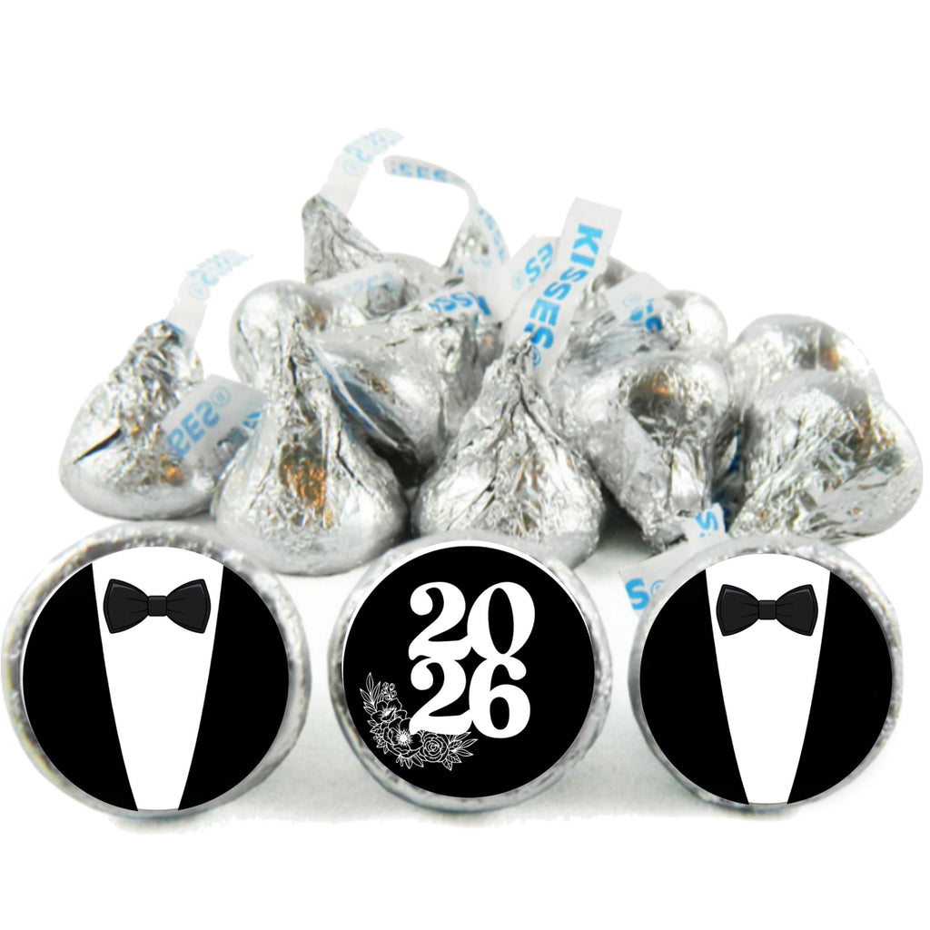2026 Prom Candy Stickers | 100 Glossy Candy Kiss Labels | 0.75in Peel & Stick | Durable Self Adhesive
