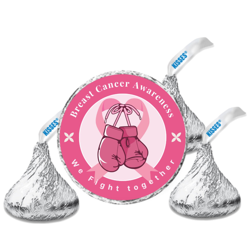 Breast Cancer Awareness Stickers | We Fight Together Candy Labels | 100 Chocolate Candy Kiss Stickers
