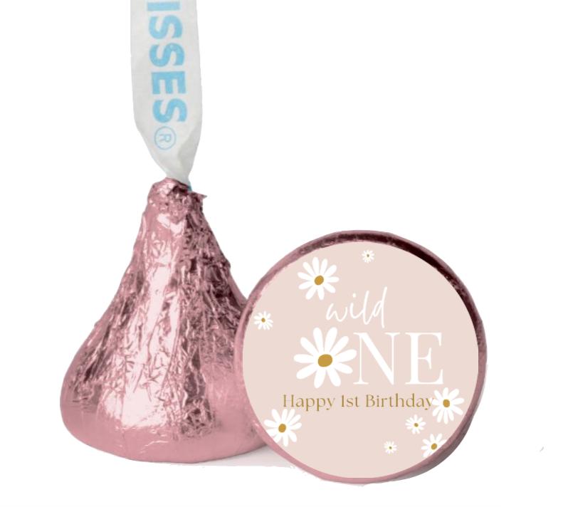 Wild One Chocolate Candy Kiss Stickers| 100| Glossy| Pre-printed|1st Birthday Favors