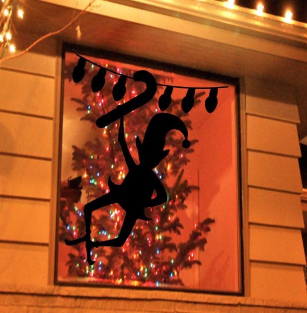 Reusable Christmas Elf Window Decal| Elf Hanging Silhouette| Indoor|Holiday Decoration| 15H