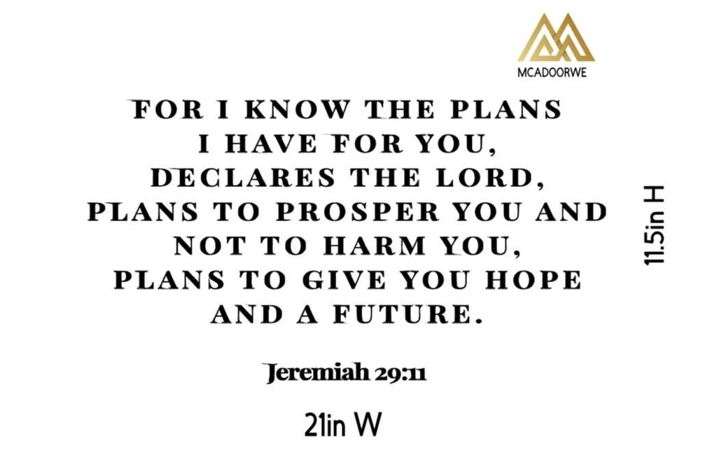 Jeremiah 29:11 Bible Verse Wall Art | Faith Based Motivation | Vinyl Wall Decals