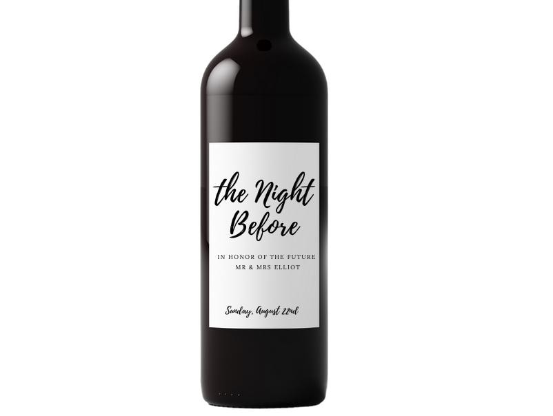 Personalized Bridal Shower Wine Bottle Labels | The Night Before Theme | Custom Mr and Mrs Name | Set of 4| Party Table Accent