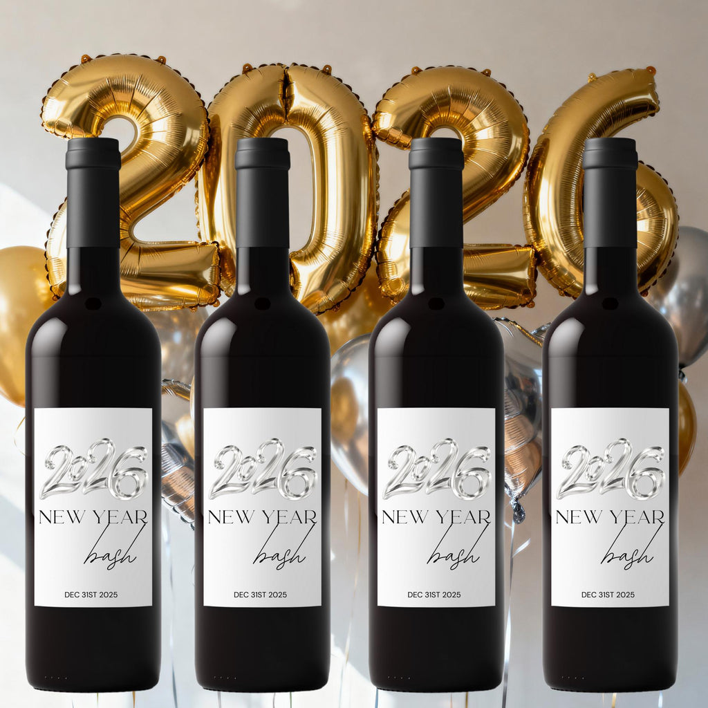 Happy New Year 2026 Wine Bottle Labels | Set of 12| Glossy|New Years