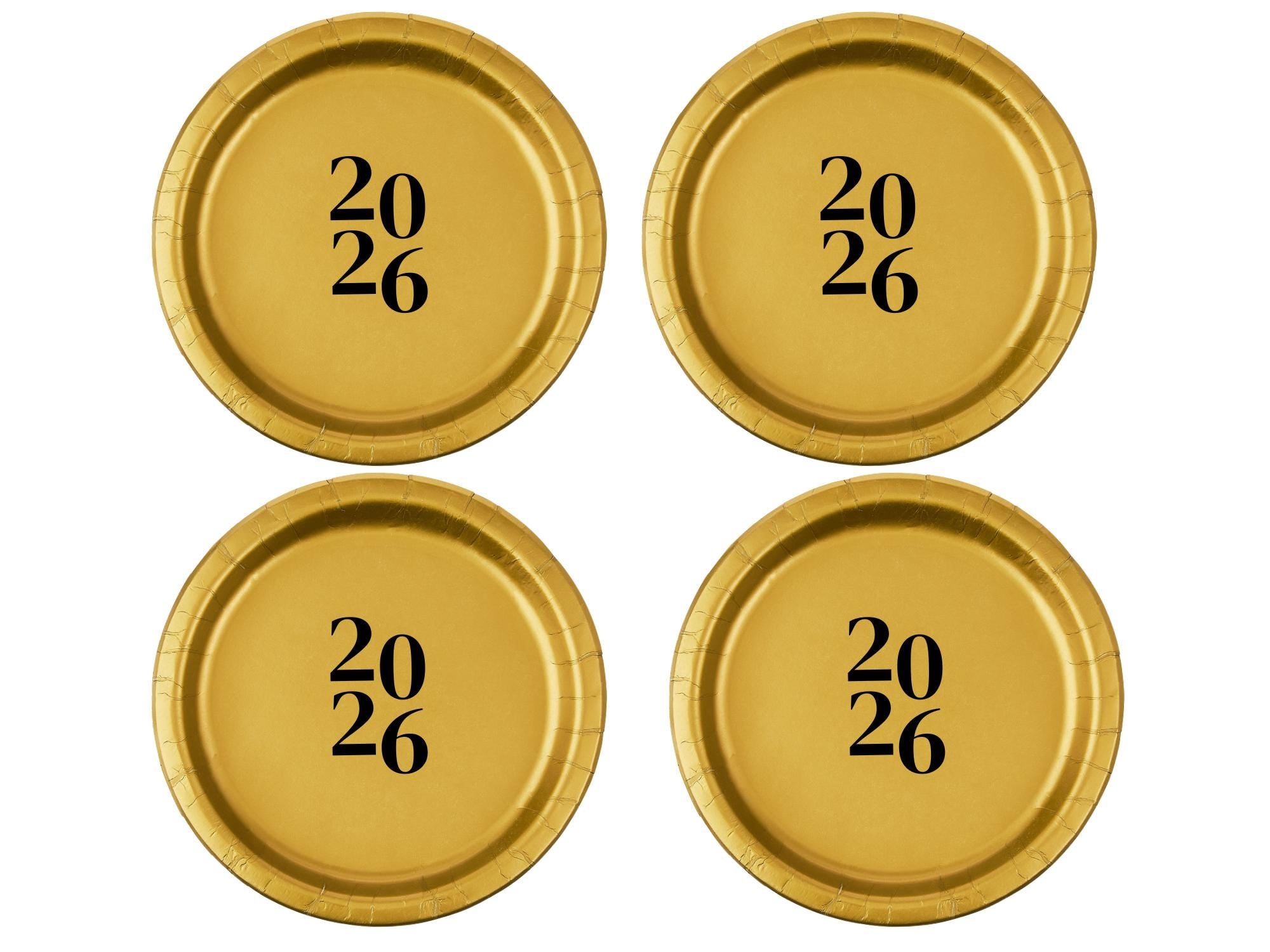 Gold 2026 Celebration Plates | Party Paper Tableware | Dinner and Dessert