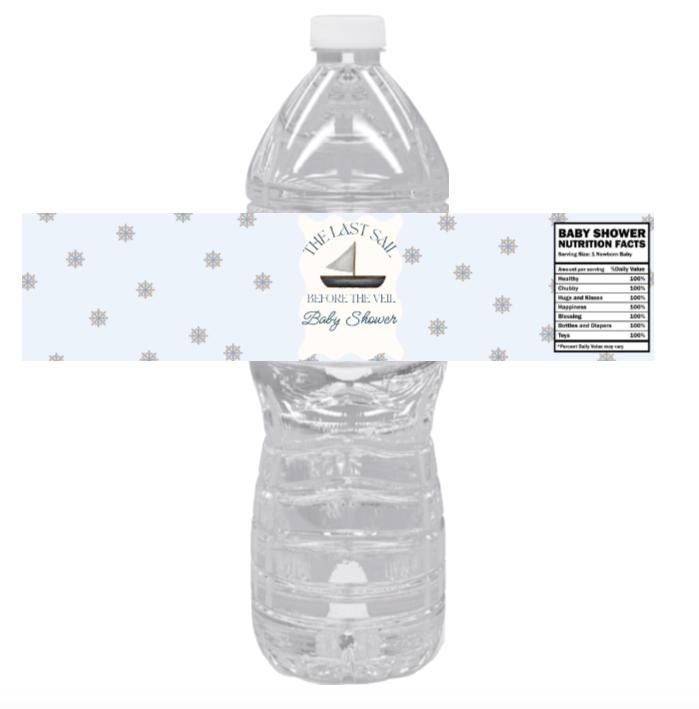 The Last Sail Before the Veil |Baby Shower Water Bottle Labels| 12pcs|Nautical Favors