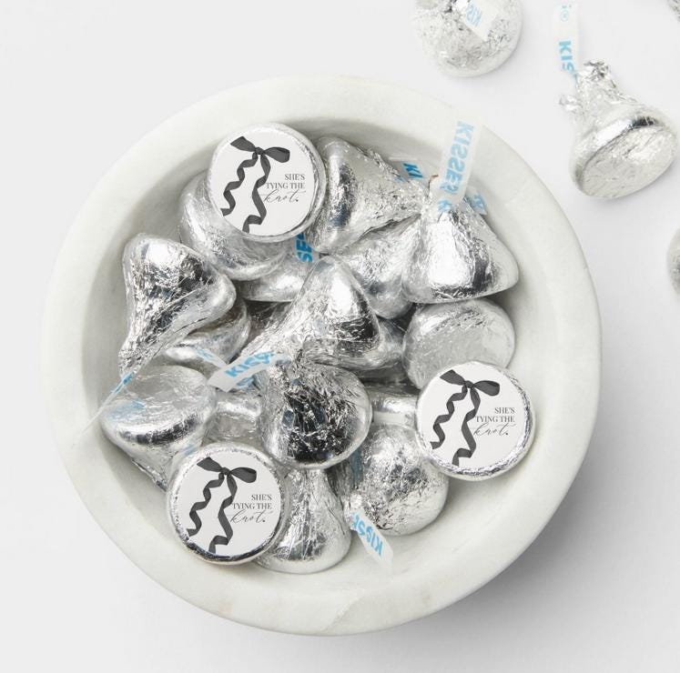 She’s Tying the Knot Kisses Candy Stickers | 100ct|Glossy|Bridal Shower|Favors