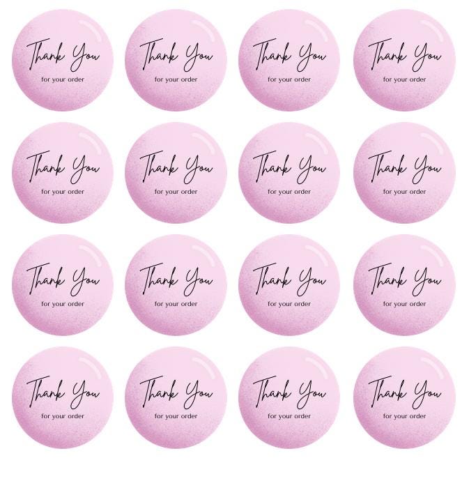 Pink Business Thank You Stickers | 57 Pink Package Adhesive Labels | 1.75in Peel and Stick
