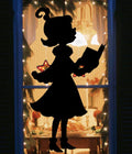 Holiday Window Cling Decal |Girl Singing | Black Silhouette |Large Reusable Christmas Decals|22H