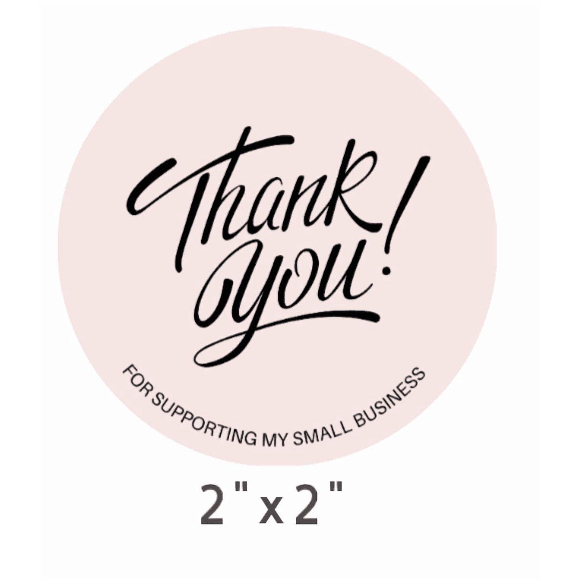 Thank You Stickers for Small Business, 2 x 2 inches, Pink, Set of 100