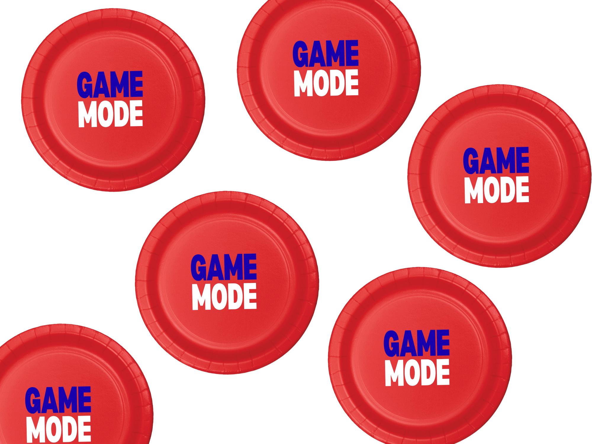 Gamer Party Plates | Game Mode Red Paper Plates | Party Table Decor