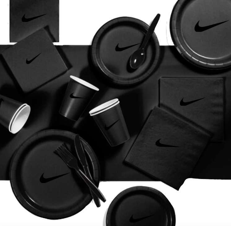 Custom Sw000sh Party, Birthday Party Dinnerware Set of 60 total pieces- Black