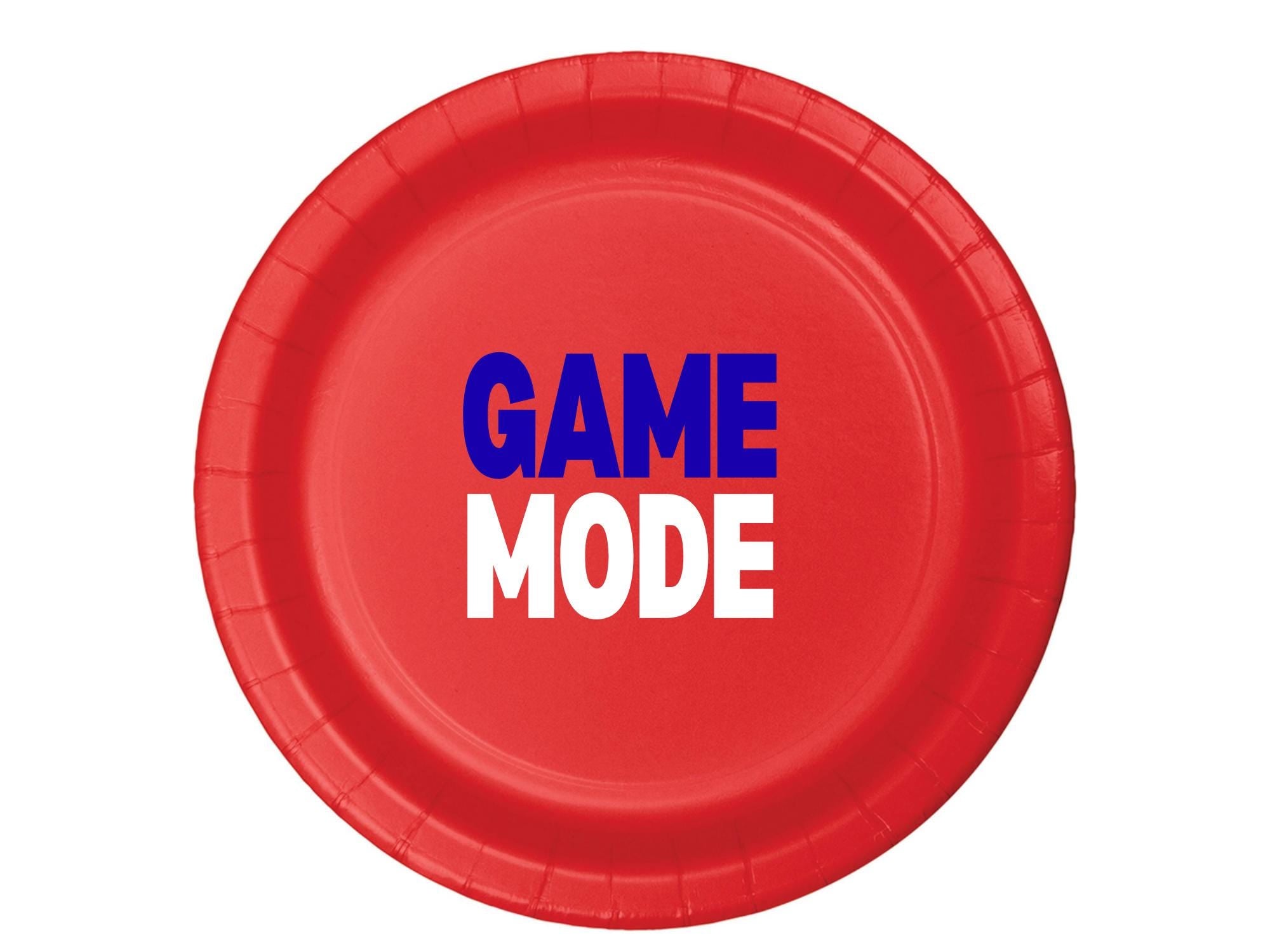 Gamer Party Plates | Game Mode Red Paper Plates | Party Table Decor