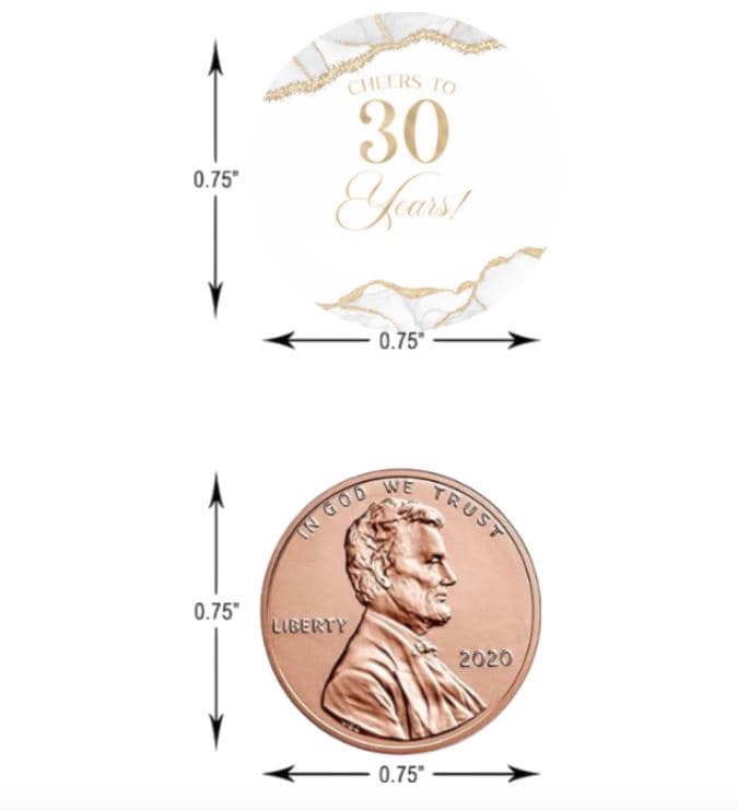 Cheers to 30 Years Mini Candy Labels | 30th Birthday Elegant Set of 100