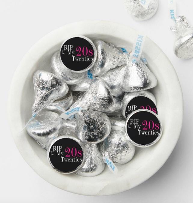RIP to My 20s Mini Candy Labels | 30th Birthday Stickers | Set of 100|0.75in