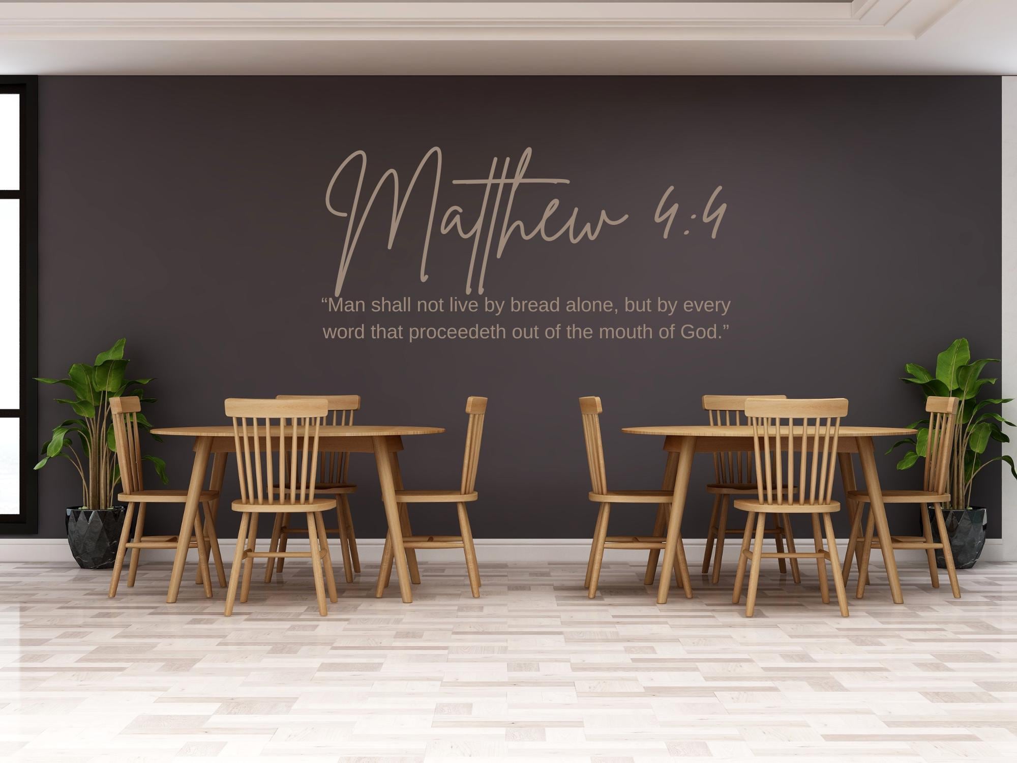 Matthew 4:4 Scripture Wall Decal | Man Shall Not Live By Bread Alone | Black Vinyl