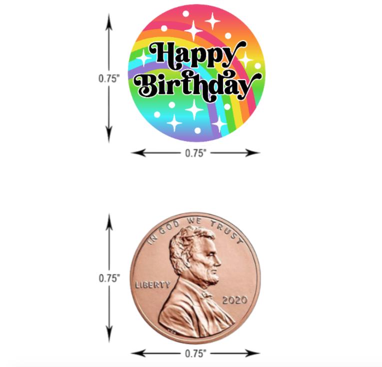 Happy Birthday Rainbow Mini Chocolate Labels | Waterproof 0.75in Stickers