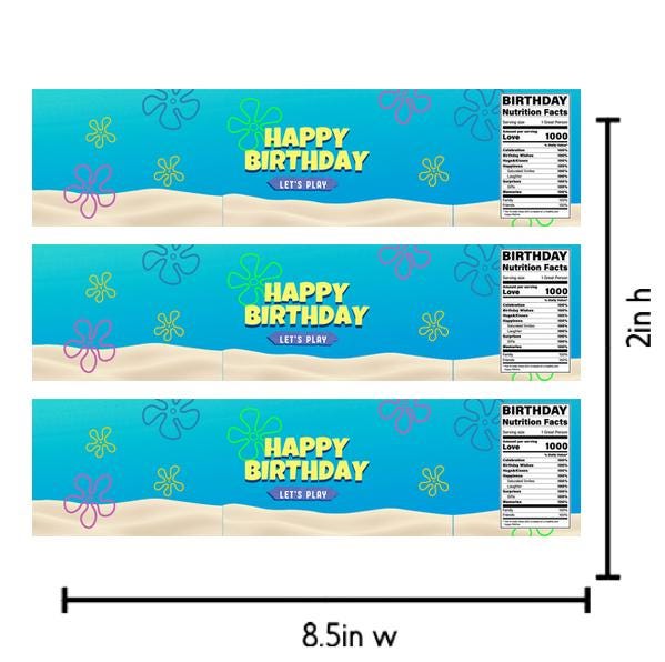 Under the Sea Water Bottle Labels |Ocean Theme Water Bottle Wrappers|Happy Birthday Bottle Wraps| 12| Glossy