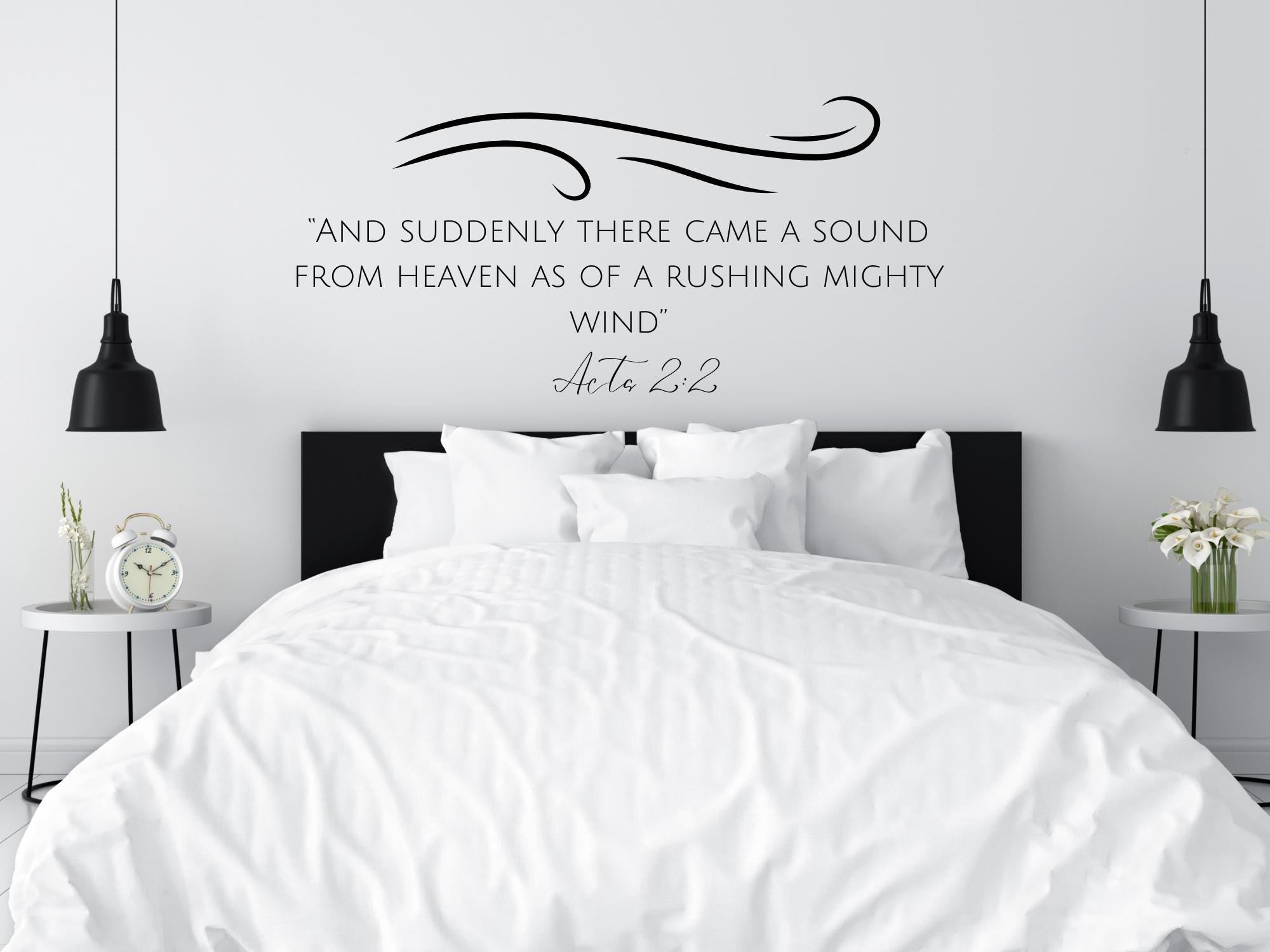 Acts 2:2 Scripture Wall Decal | Inspirational Bible Verse | Black Vinyl Large