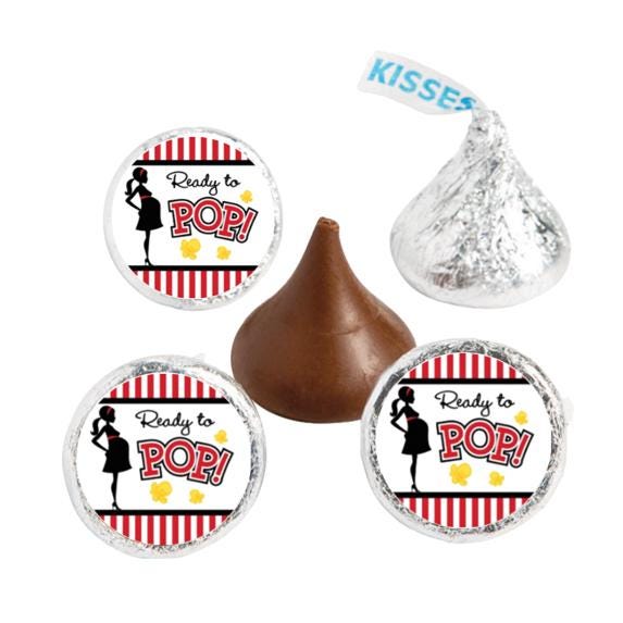Ready to Pop Baby Shower Chocolate Candy Labels, 3/4 Inch Round Stickers, 100 Count