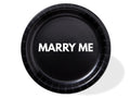 Engagement Party Plates | Black Marry Me Paper Plates Set | Romantic Table Decor