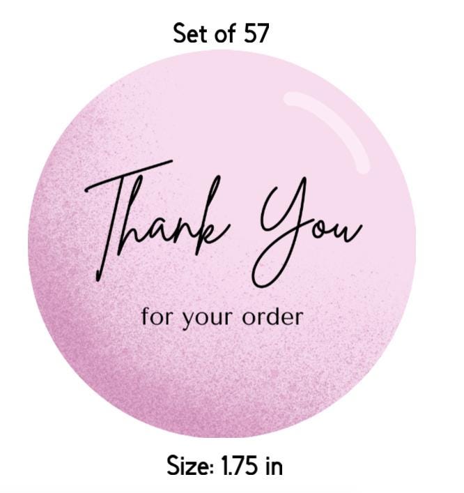 Pink Business Thank You Stickers | 57 Pink Package Adhesive Labels | 1.75in Peel and Stick