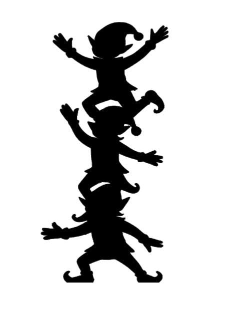 Stacked Elves Window Cling | Christmas Silhouette Decal | Large Reusable Holiday Decor