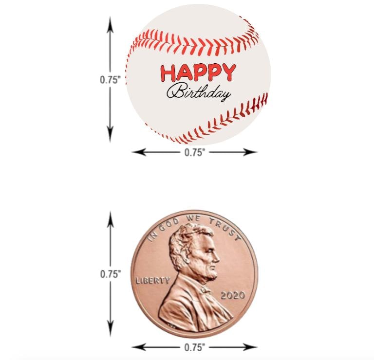 Baseball Birthday Candy Stickers | 100pcs| Waterproof| Glossy| Kids Birthday| 0.75in Each