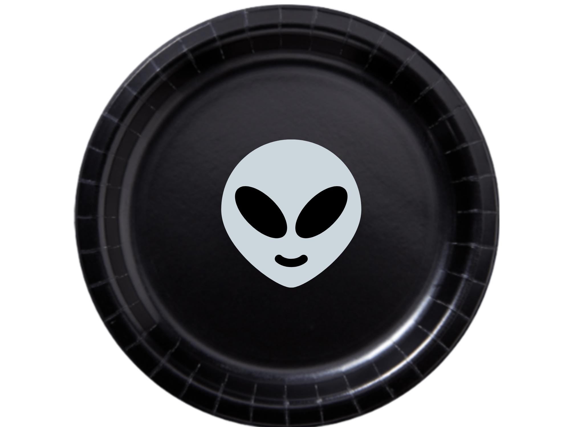 Alien Themed Party Plates | Black Paper Plates Set | Space Celebration
