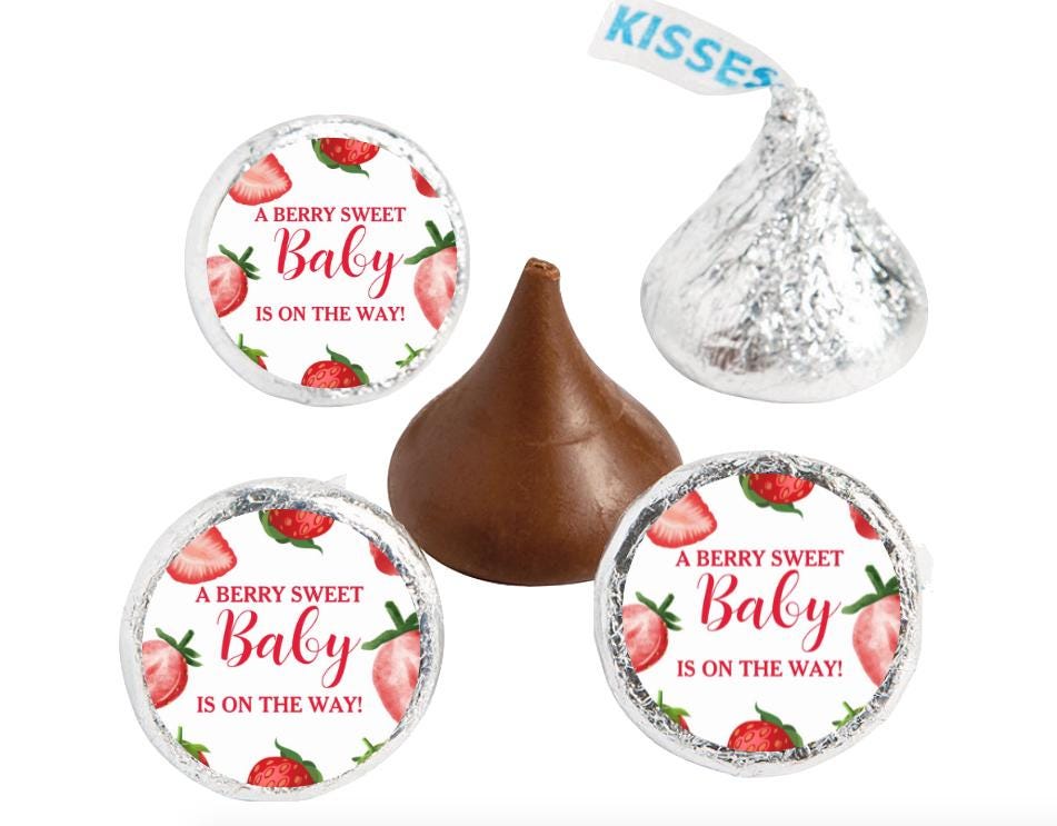 A Berry Sweet Baby Is On The Way |Chocolate Candy Labels | 100ct| Glossy| 0.75in|Baby Shower