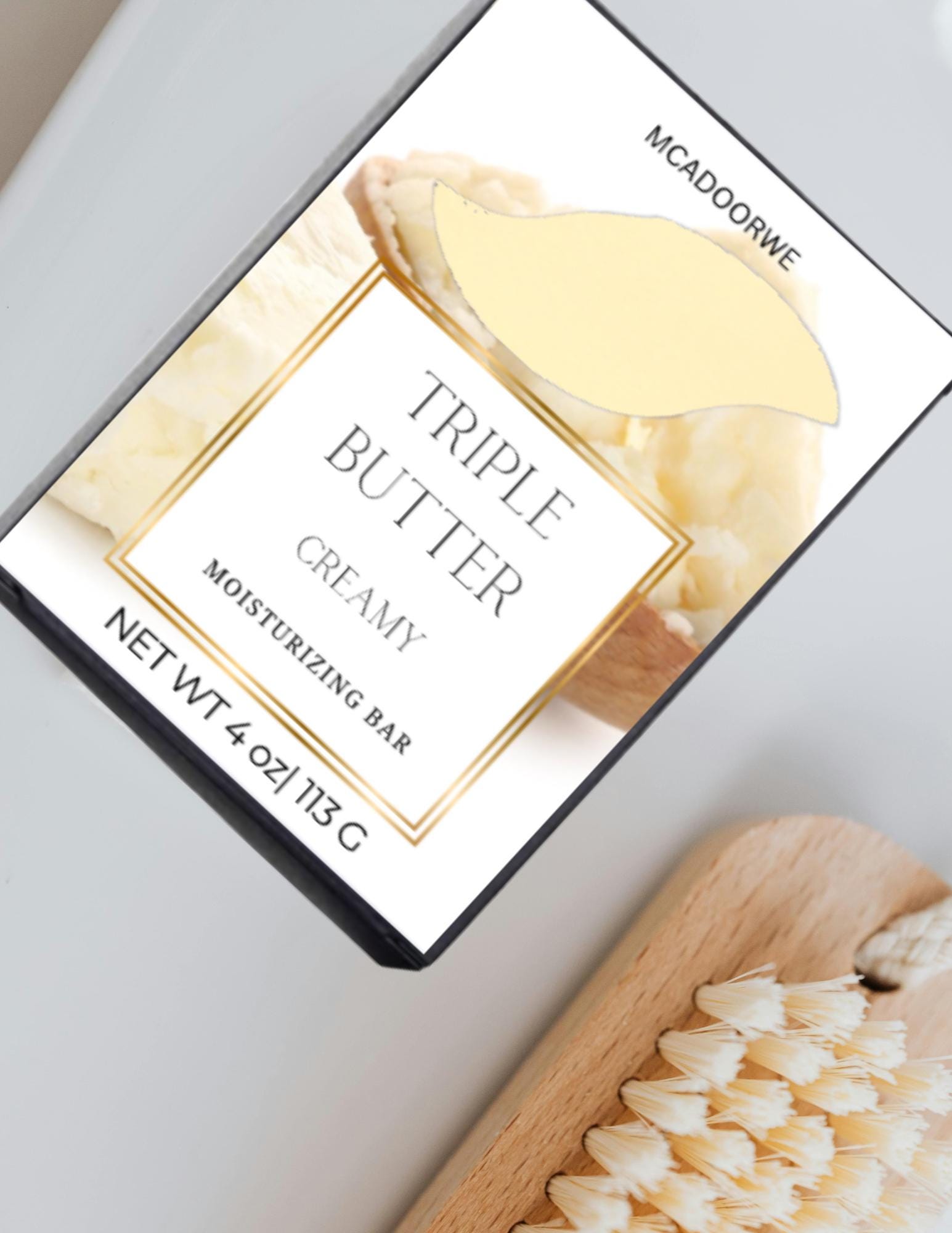 Creamy Triple Butter Bar | Organic Shea Mango Cocoa Soap | Luxurious Handmade 4 oz Bar