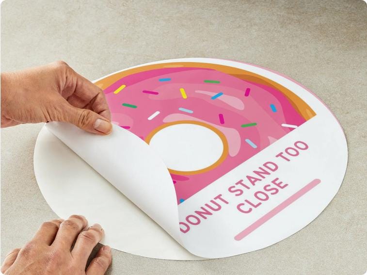 Fun Donut Theme Floor Stickers | 6x6 Vinyl Decals | Removable Set of 4