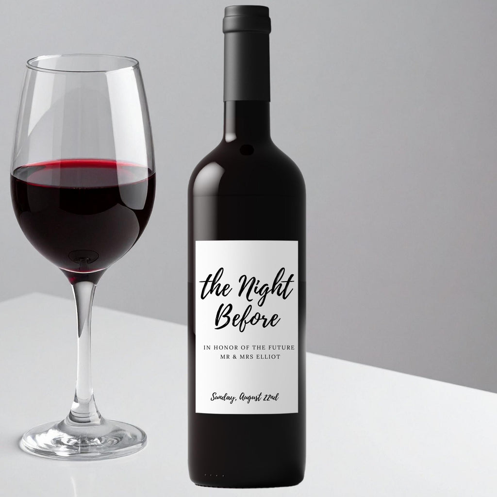 Personalized Bridal Shower Wine Bottle Labels | The Night Before Theme | Custom Mr and Mrs Name | Set of 4| Party Table Accent