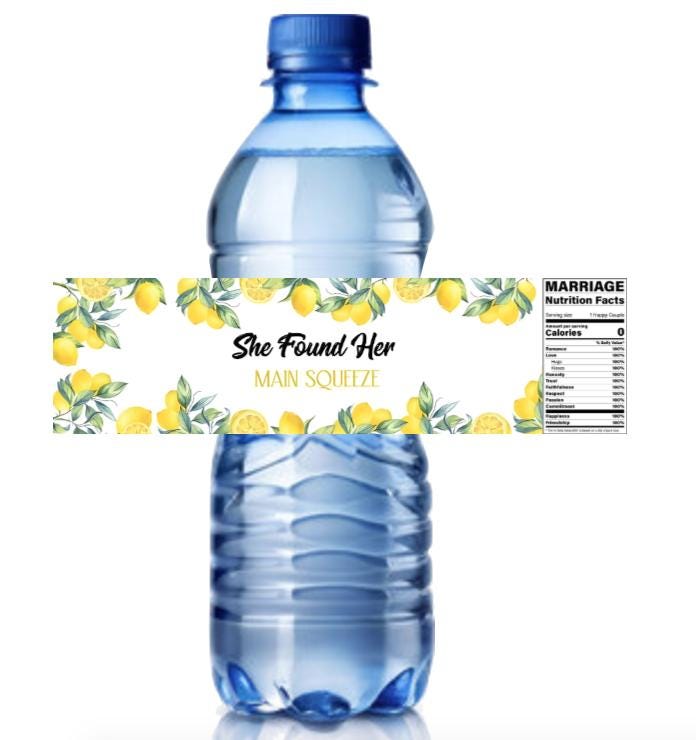 She Found Her Main Squeeze Water Bottle Labels | Wedding Favor Theme | 8.5" x 2" Glossy Vinyl | Set of 12 High Quality