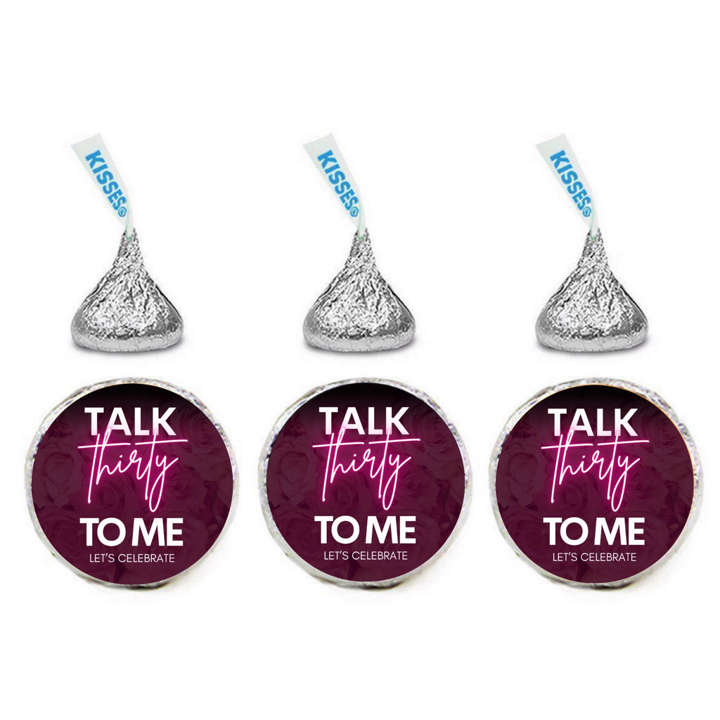 Talk Thirty to Me Candy Stickers | 100 Glossy Birthday Labels | Peel & Stick Chocolate Decorations | Durable Self Adhesive