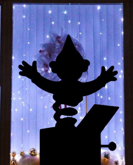 Jack in the Box Window Cling Decal | Large Christmas Silhouette Decal | Reusable| 15H