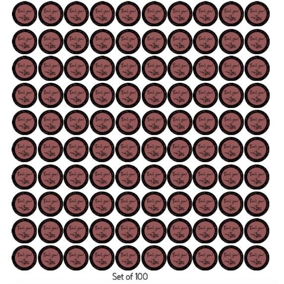 Mauve Pink Floral Thank You Stickers, Handmade with Love, Set of 100