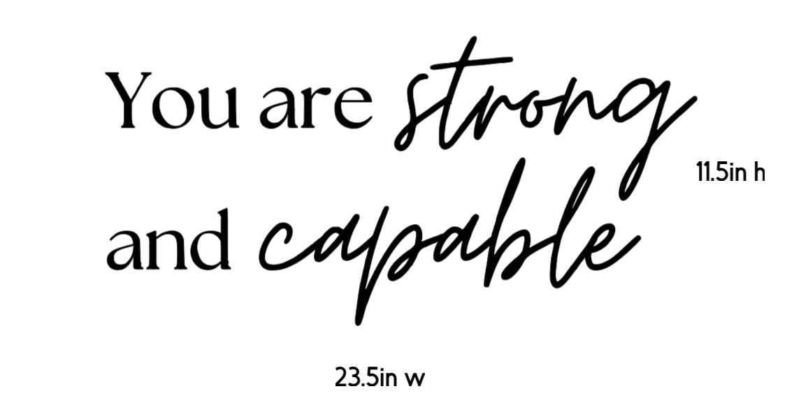 ou Are Strong You Are Capable Wall Decal | Inspirational Quote | Black Vinyl