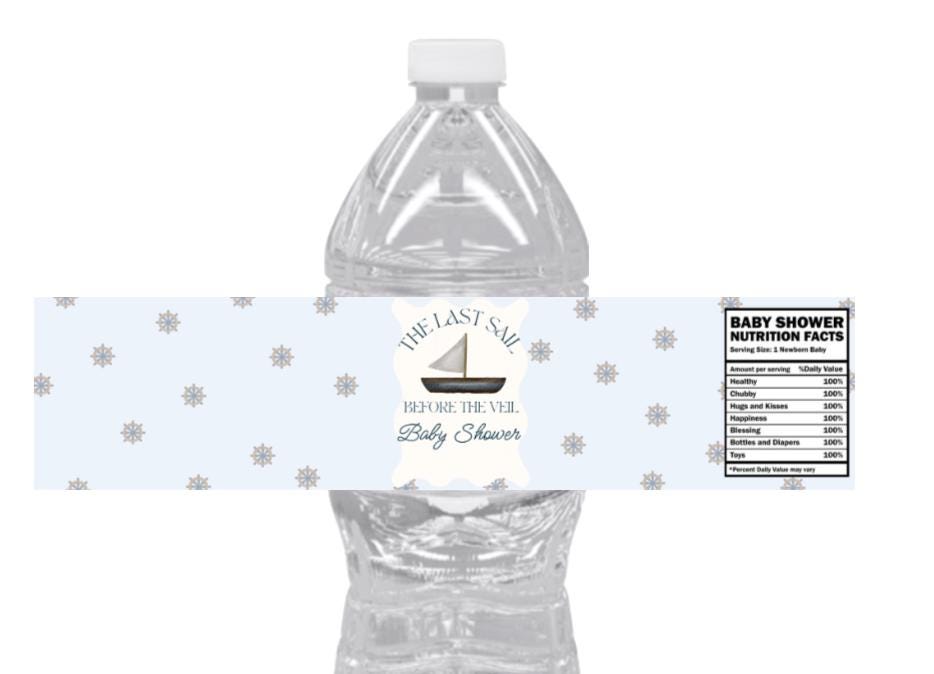 The Last Sail Before the Veil |Baby Shower Water Bottle Labels| 12pcs|Nautical Favors