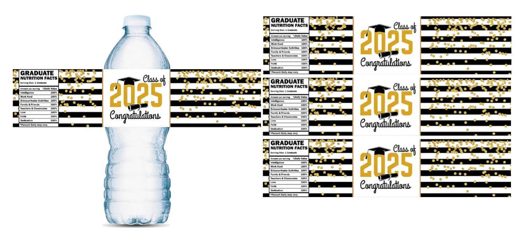 Class of 2025 | Graduation Bottle Wrappers | Water Bottle Labels | 12ct | Graduation Party