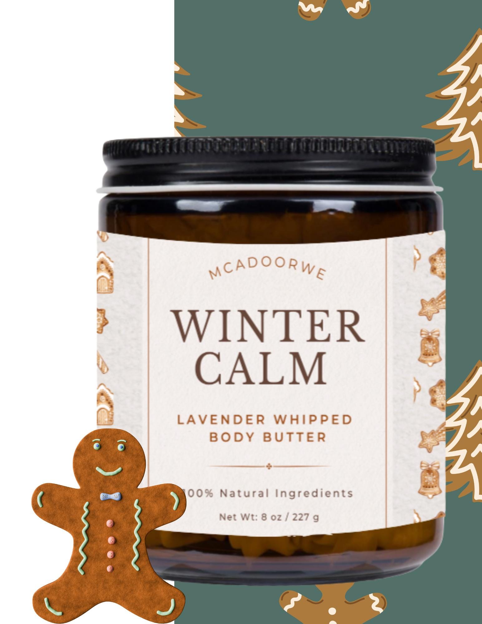 Winter Calm Lavender Whipped Body Butter | Handmade Organic Shea Mango Cocoa Blend |Handmade| 8 oz