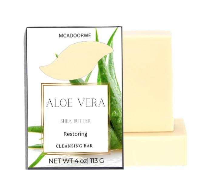 Aloe Vera Organic Cleansing Bar|Shea Butter & Collagen infused- Handmade Soap Bars| Moisturizing Bath Bar