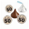 Hello 50 Birthday Chocolate Stickers | 0.75" Round, Set of 100