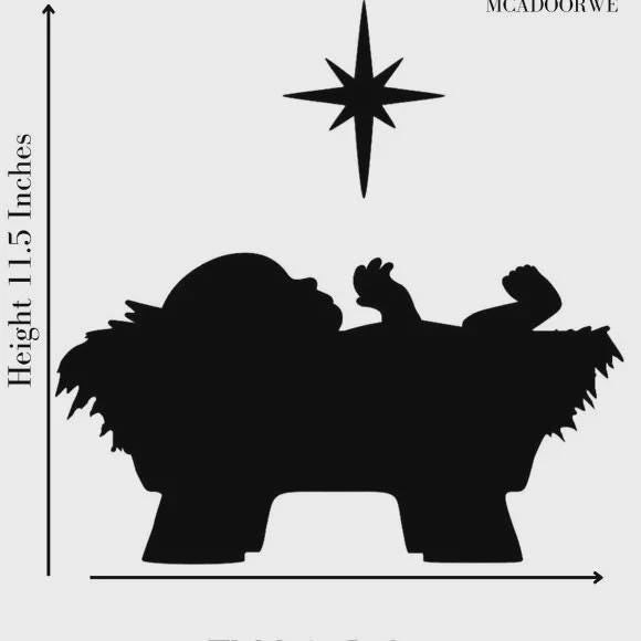 Baby Jesus In Manger with Star Window Cling Silhouette| Large Decal:Reusable