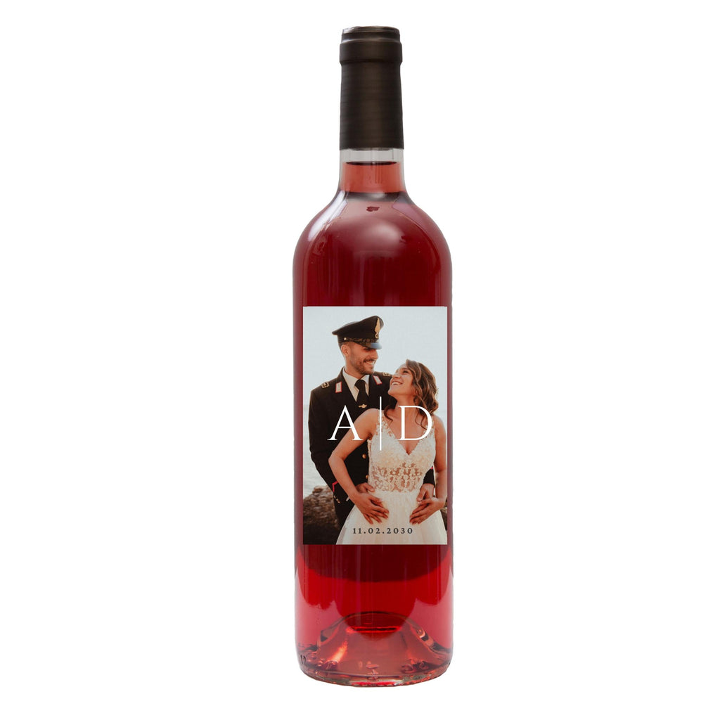 Personalized Wedding Wine Bottle Label | Custom Bride and Groom Initials | Wedding Date & Photo Label| 4pcs