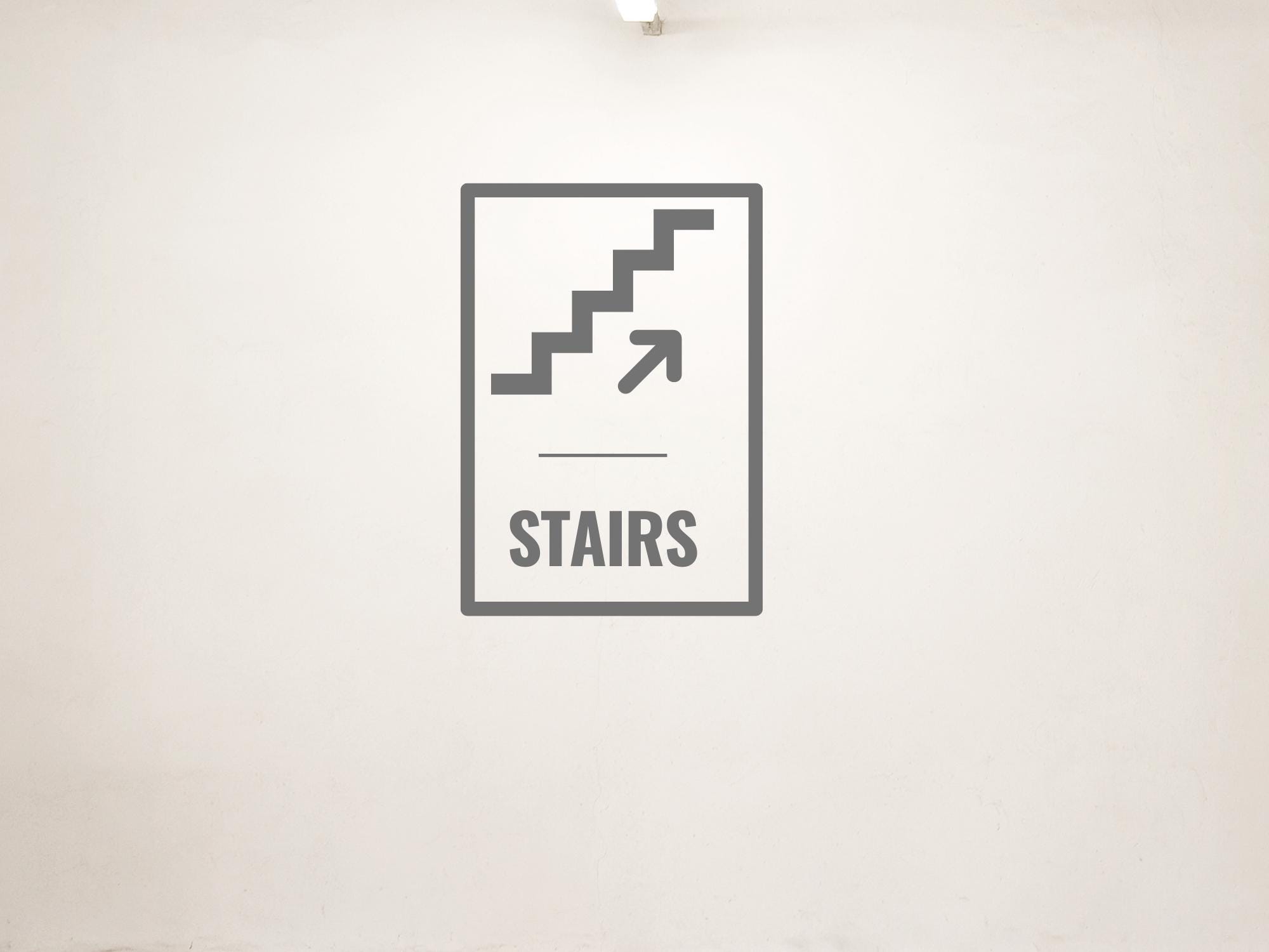Stairs Arrow Small Business Direction Wall Decal| 11.5x16in | Black| Durable| Matte| Business