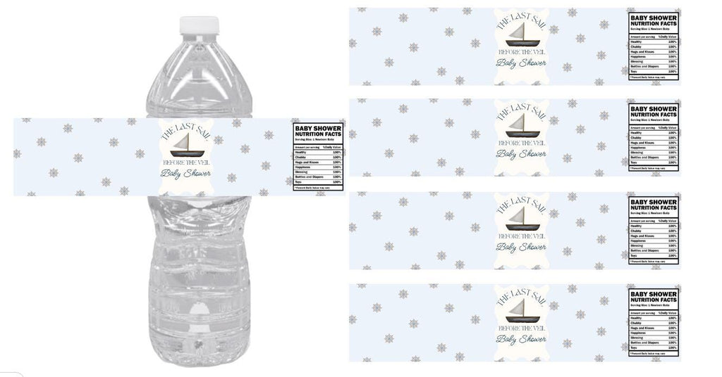 The Last Sail Before the Veil |Baby Shower Water Bottle Labels| 12pcs|Nautical Favors