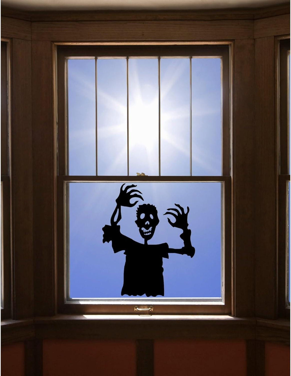 Halloween Window Silhouette Decoration, Zombie Shadow Figure, 11.5 W x 13.559 inches, Black, Reusable