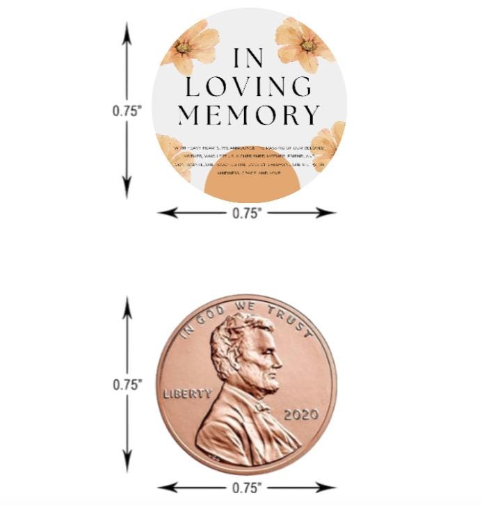 In Loving Memory | Funeral Chocolate Candy Kiss Labels | Candy Stickers | 100ct