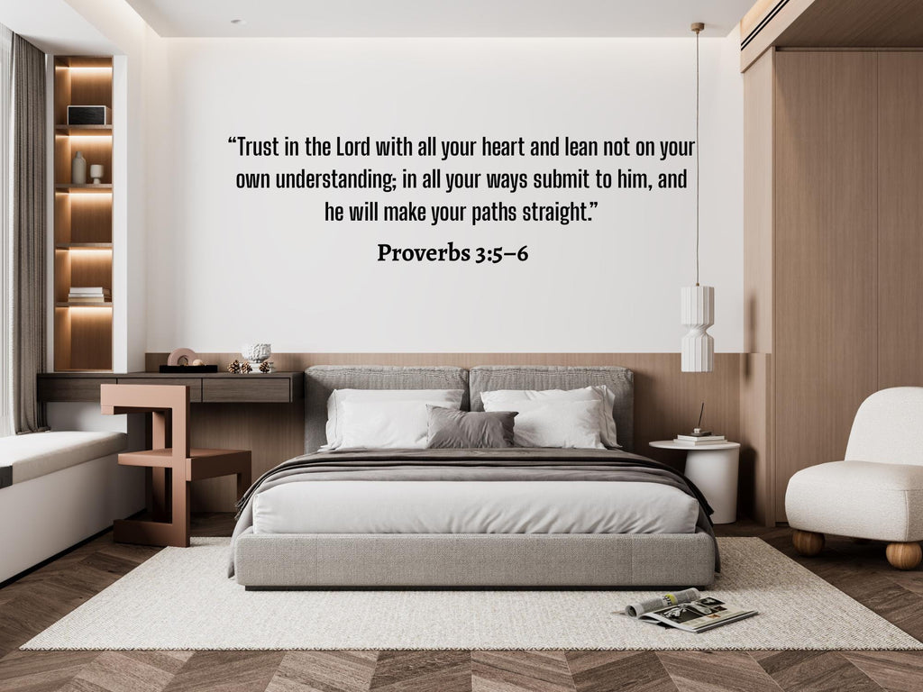 Proverbs 3:5 Bible Verse Vinyl Decals | Faith Based Decor | Removable Wall Art